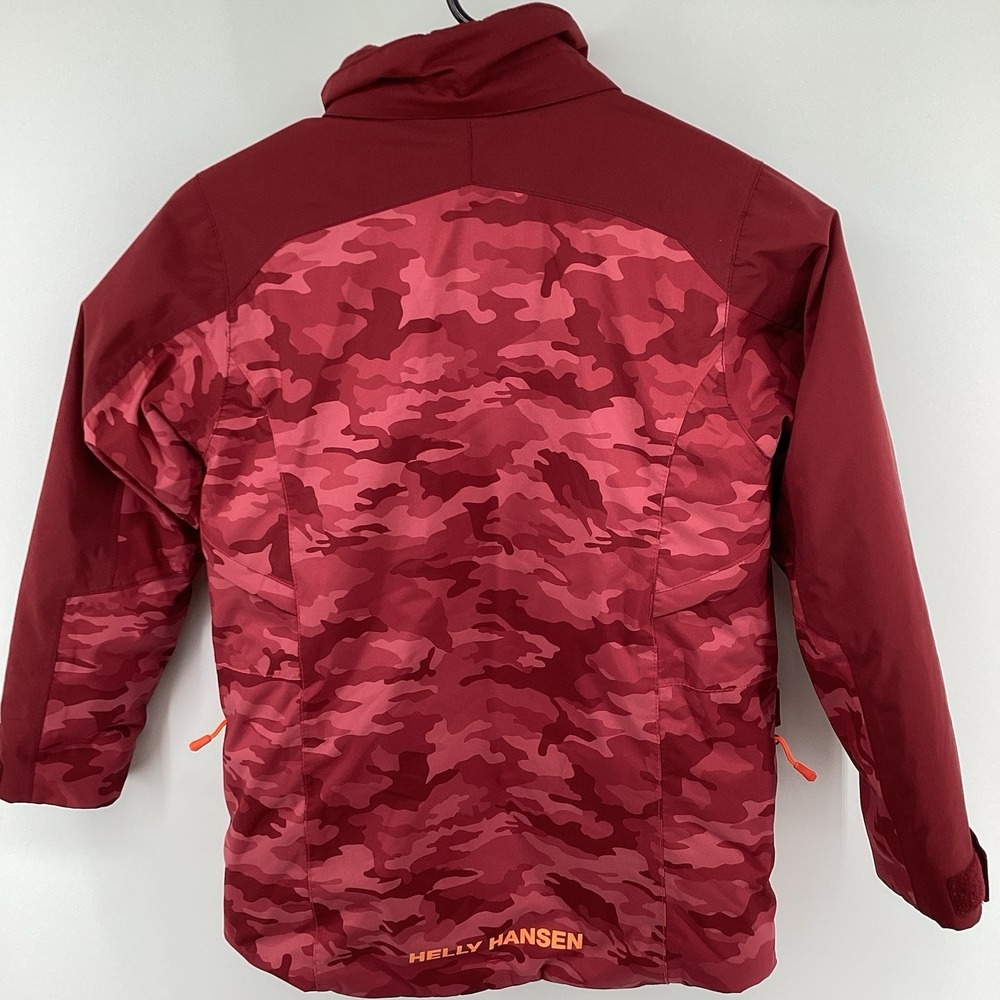 Kids Helly Hansen Jr Skyhigh Insulated Ski/snowboard Jacket Red Camo 8/128 - Picture 2 of 13